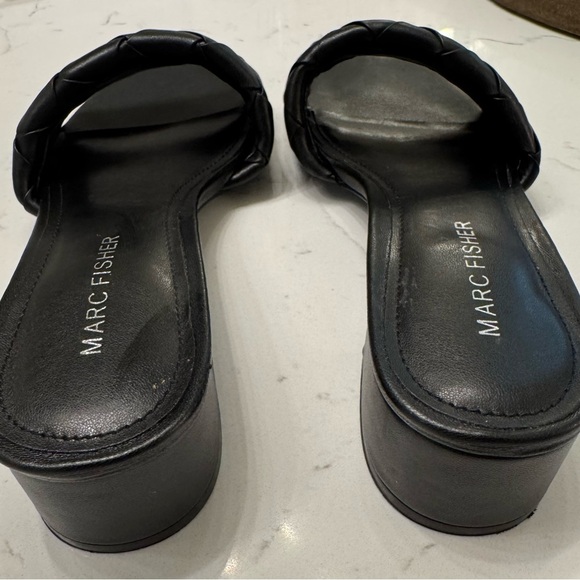 Marc Fisher Black Woven Slide Sandals Size 6.5 - Picture 4 of 7